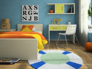 Interior of the modern childroom 3D rendering